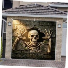 Halloween Garage Door Banner Horror Hanging Backdrop Decor 8x7FT