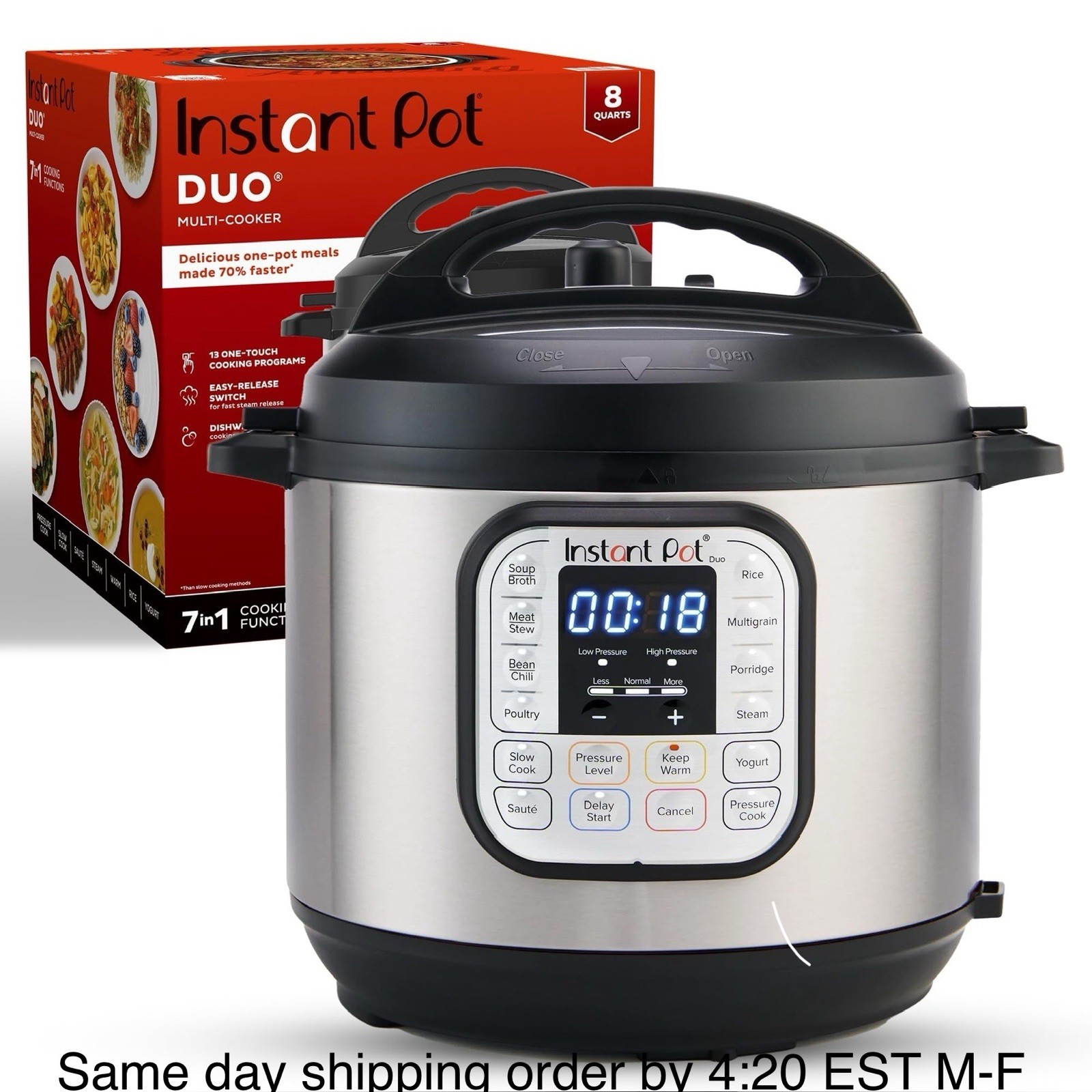 - Stainless Steel/black, 8qt...