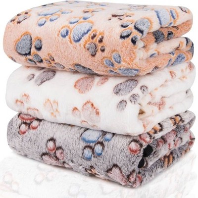 3Pack Warm Pet Mat Small Paw Print Cat Dog Puppy Fleece Soft Blanket Bed mat