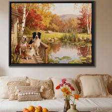 Oil Painting Dog Decor Canvas Art for Bulldogs Corgis Border Collies