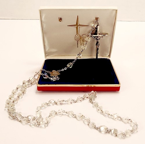 De Colección Pieta AB Aurora Boreal Vidrio Redondo Rosario Oración Cuentas Cruz Crucifijo 22" - Imagen 3 de 17