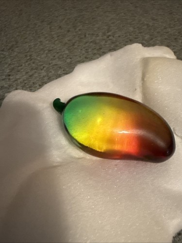 Vibrant Yellow, Orange And Green Elegant Glass Mango Figurine - Picture 5 of 6