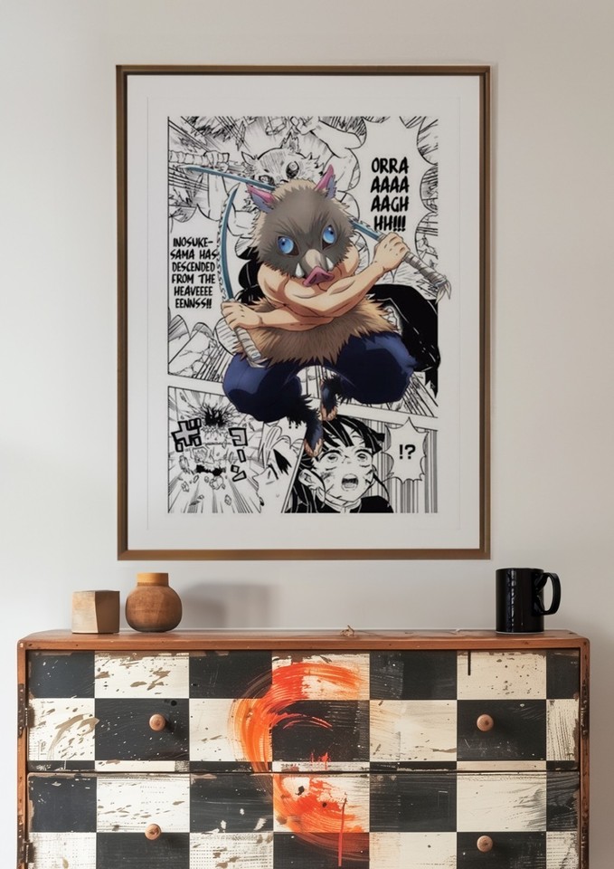Inosuke Hashibira Demon Slayer poster boar mask anime wall art manga ...