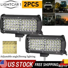 2PCS 7Inch Work Light 144W LED For Car Bar Flood Offroad Driving 4WD Truck ATV