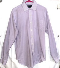 Ralph Lauren Men Classic Fit Non Iron Purple Striped Dress Shirt Size 16 32/33