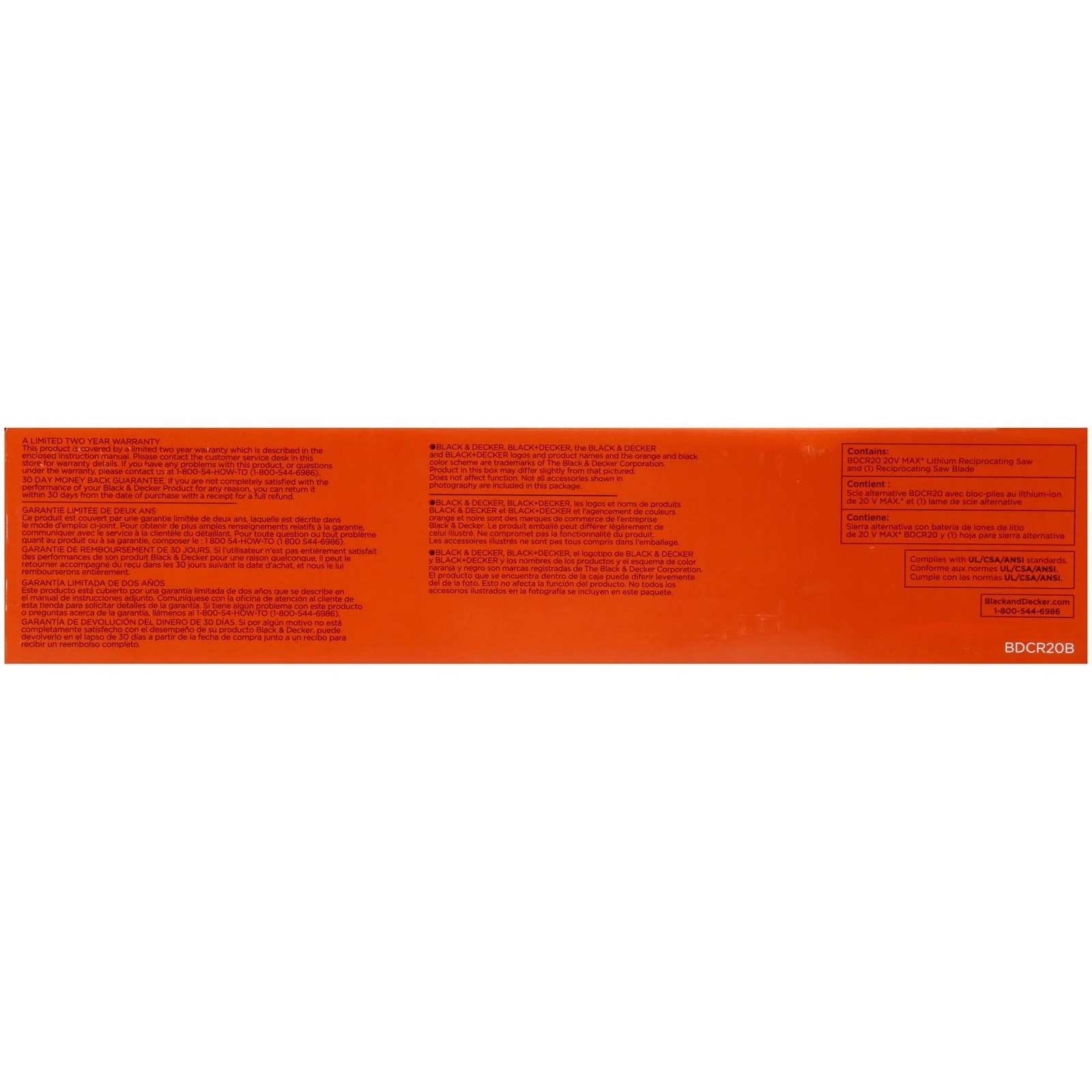 BLACK+DECKER 20V Max* Lithium Reciprocating Saw - BDCR20B