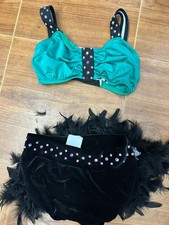 Dance Pre-Owned 2pc Costume Kelle Large Child Green 2pc Feathers Jazz Stones