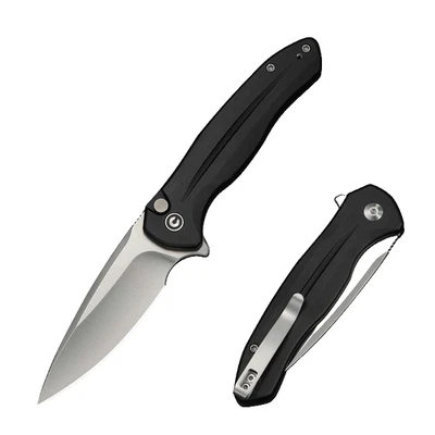 CIVIVI Button Lock Kitefin 14C28N Black Aluminum Klappmesser Schwarz C24091-1 - Bild 1 von 4
