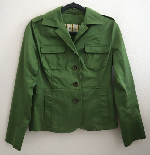 Max Mara Weekend Women's Sz 6 Green Button Down Utility-Inspired Jacket $590