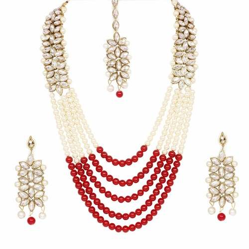 Indian Traditional Kundan Red Pearl 