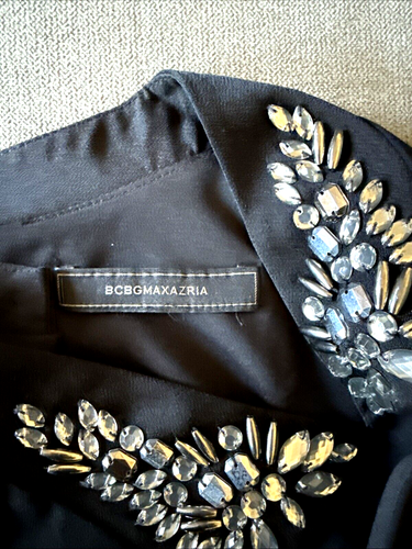 BCBGMAXAZRIA Womens Black Embellished Short Semi-Formal Mini Dress - Picture 4 of 4