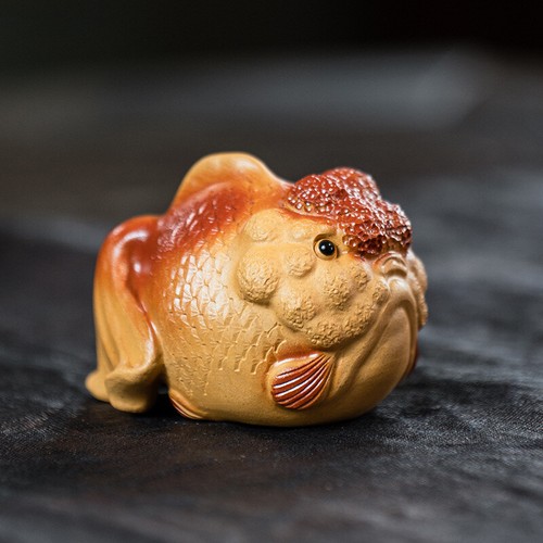 Creative Tea Pet Handmade Arowana Carved Tea Play Yixing Zisha Duan Clay “鸿运当头” - Picture 1 of 8