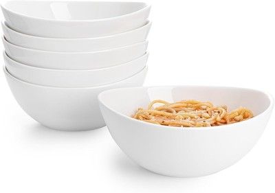 Elegant 7-Inch Porcelain Bowls Set of 6 - Perfect for Soup, Salad & Pasta
