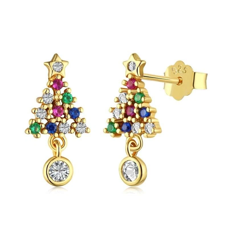 Set Di 14 Paia Di Orecchini Di Natale - Borchie E Pendenti Con Motivi Natalizi (albero, Babbo Natale, Renna), In Lega, Colorati, Con Tappi Inclusi
