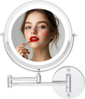 9" Lighted Wall Mount Makeup Mirror with 1X/10X Magnification, Cordless Double S