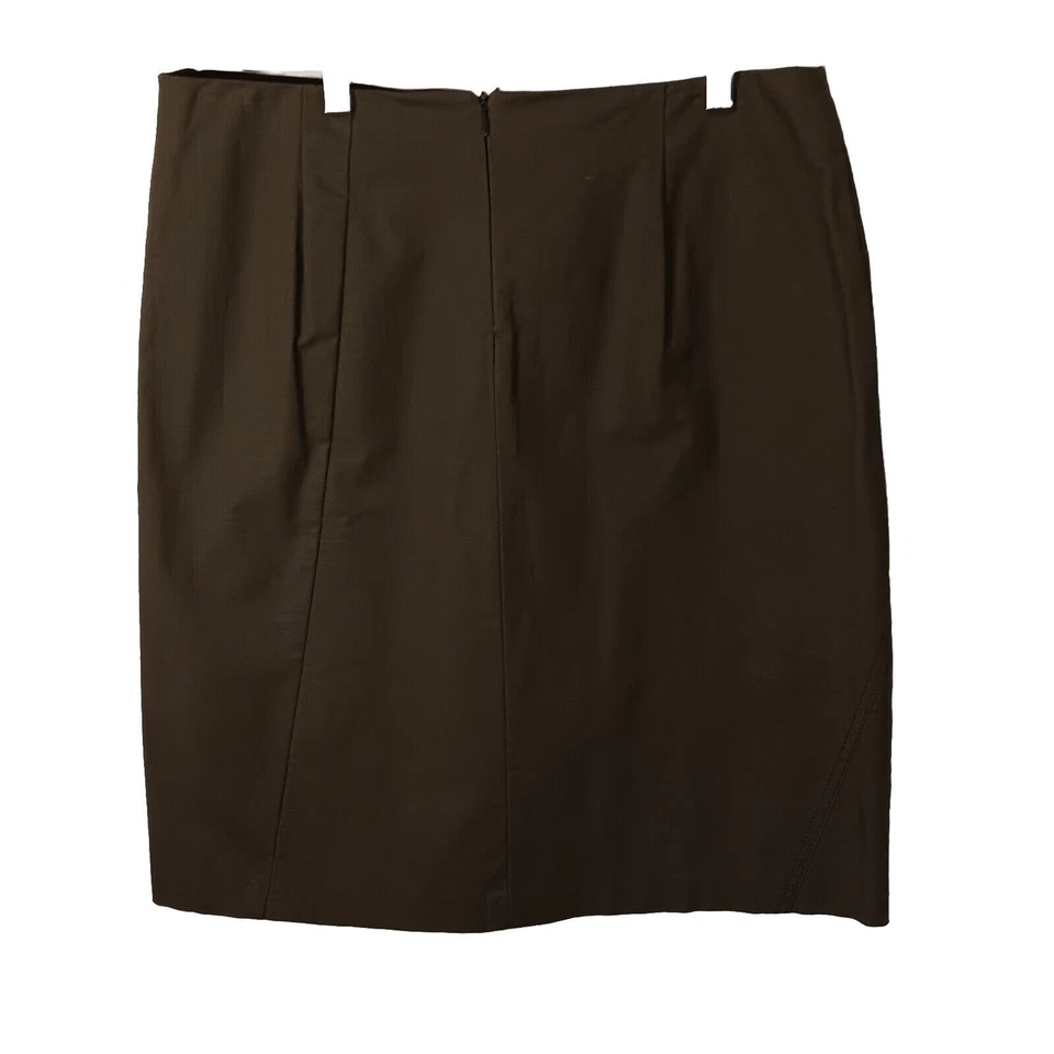 Poleci Olive Green A-Line Skirt w Inverted Bottom Side Zip Detail, NWT, 12 - Image 4 of 4