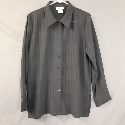 Clara S Woman's Top Size SMALL, Black, Sheer, Button up, Collar, Long Sleeve