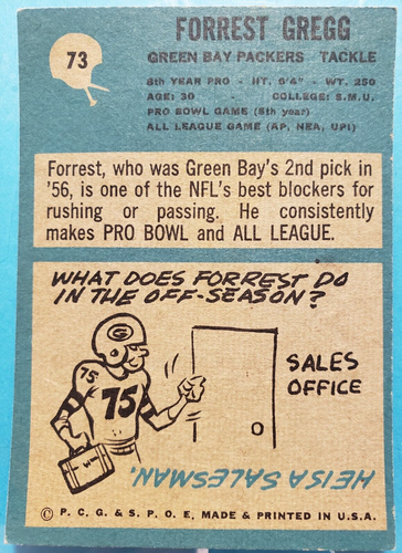 1964 PHILADELPHIA FOOTBALL #73 FORREST GREGG - Picture 2 of 2