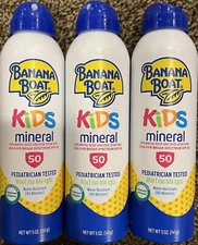 *3 PACK* Banana Boat Kids Sunscreen MINERAL Spray BROAD SPF 50, 5oz Exp 11/24+