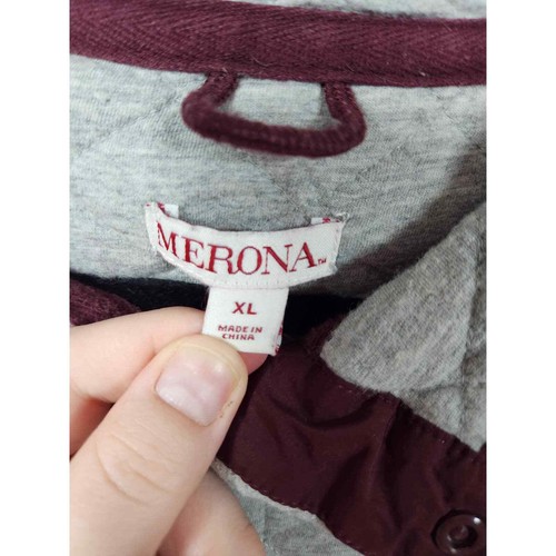 Merona Women's Gray Mock Neck 1/4 Button Quilted Pullover Sweatshirts Size XL - Picture 3 of 6