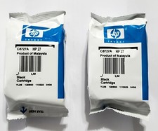 HP 27 Black Ink Cartridges , Lot of 2 - Genuine HP NEW