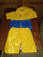 Baby Doll Rain Suit Unbranded Yellow & Blue 2-piece Colorblock Vintage 1980s