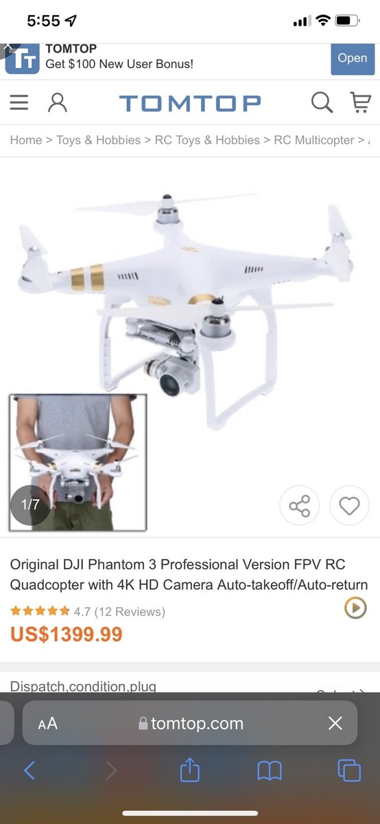 DJI Phantom Professional Quadcopter with 4K Camera and 3-Axis