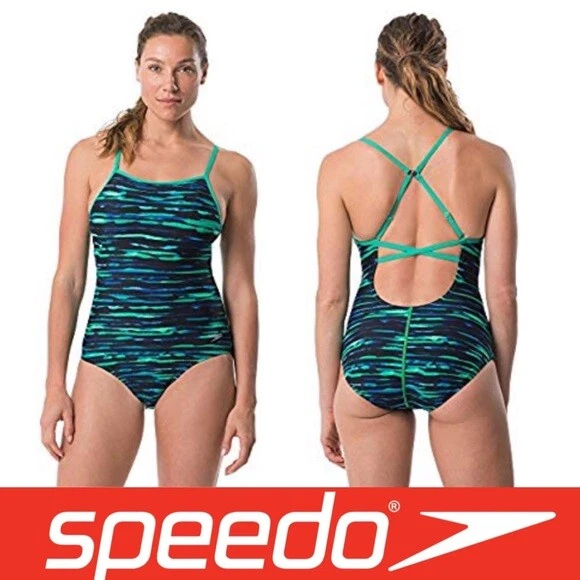  NUEVO Traje de Baño Speedo Negro Power Rosa Quantum Empalme Músculo Espalda 1 Pieza Talla 8 Foto 2 de 2