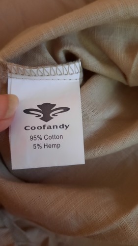 COOFANDY - Blusa Pullover Top Túnica Boho Tostada XXXL Mezcla Algodón/Cáñamo para Mujer Nueva con Etiquetas - Imagen 6 de 7