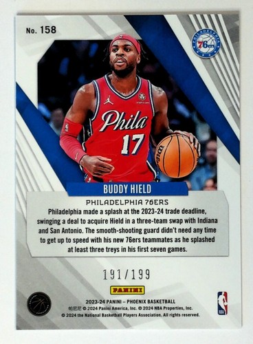 2023-24 Panini Phoenix Red/199 Buddy Hield 76ERS - Imagen 2 de 3