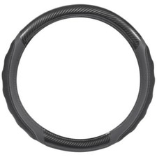 Motor Trend 15 Inch Leather Steering Wheel Cover Car Carbon Fiber Detail Gray