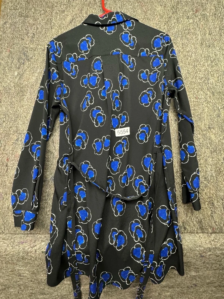 Thakoon женское платье кнопка спереди длинным рукавом цветочный черный синий размер 2 - Изображение 3 из 4