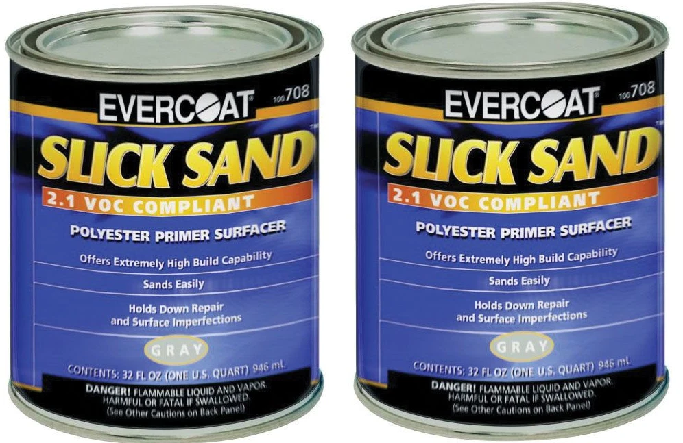 Evercoat 712 Featherfill G2 Polyester Primer – 2nd Generation, Gray, Quart Kit (Includes Hardener)