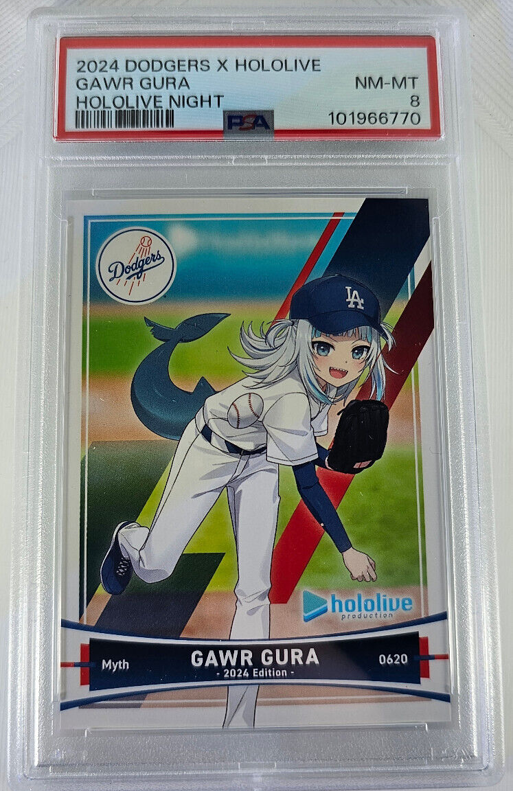 2024 Dodgers X Hololive PSA 8 Card Set Graded Pekora Gawr Gura