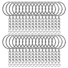 50-Piece Keychain Set w/ Split Rings & Jump Rings – DIY Keyring Parts & Conne...