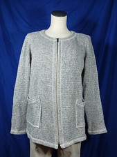 Eileen Fisher Twisted Terry Cardigan Sweater Jacket Gray Full Zip Women's Medium