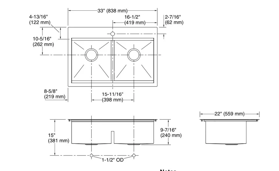 KOHLER K-80085-1PC-NA 任务厨房水槽,33 个角落损坏,请参阅照片 — 第 3/3 张图片