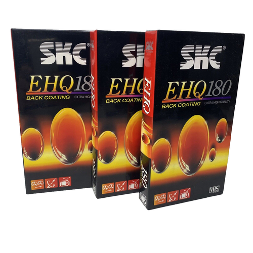 SKC VHS Tape EHQ180 New + Sealed Lot Of 3 PAL Extra High Quality Video