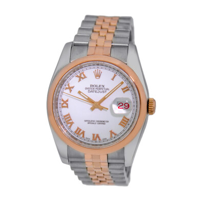 ROLEX Gent's Steel 18K Rose Pink Gold Datejust 36mm 116201 Box Warranty MINTY