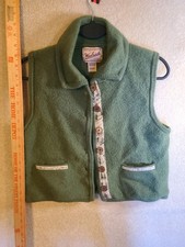 Vintage 1990's Woolrich Olive Green Wool Button Down Vest Collar Fall Autumn M