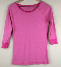 Gap Womens 3/4 Length Sleeve Shirt Pink White Striped Size Medium