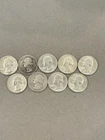 Lot of 9 Vintage 90% Silver Washington Quarters - 1942-1964 Free Shipping