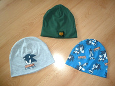 3 leichte M&uuml;tzen SONIC The Hedgehog... von H&M,  Gr.  128/146 - NEU  -