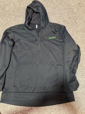 Ion Ice Fishing men s xl Embroidered Logo 1/4 Zip Fleece Hoodie In Black