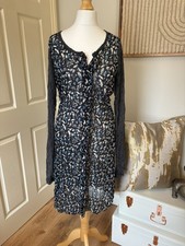 Sandwich Women's Gemini Animal Print Long Sleeve Dress Vintage 90s Small