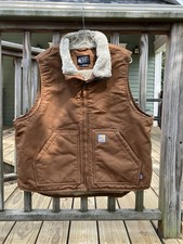 Carhartt FR Brown Duck Vest Sherpa Lined XL Relaxed Fit OV4981-FRM Cat3 Fire Res
