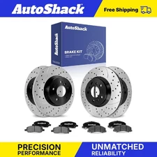Front Rear Drilled Slotted Brake Rotors Ceramic Pads for Buick Lucerne V6