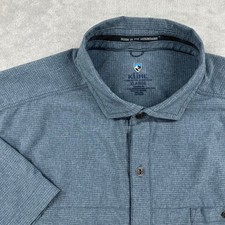 Kuhl Button Down Shirt Mens XL Blue Optimizr Short Sleeve Stretch Outdoor Hiking
