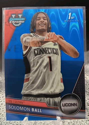 Solomon Ball 1st Bowman 2023 Bowman U BLUE LAVA WAVE REFRACTOR /199 UCONN - Picture 1 of 3