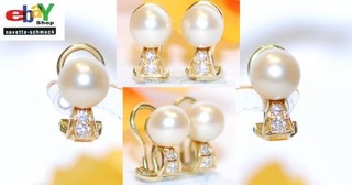 Valuable exclusive 0.18ct brilliant pearl 585 gold earrings value € 3090 RARE